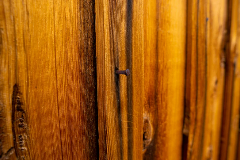 wood paneling with nail finks showing rust and stains