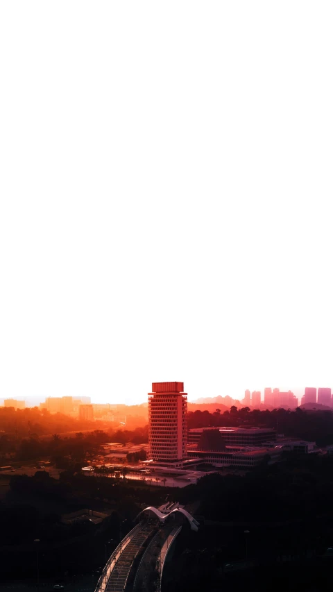 an aerial s of buildings with the sky in the background