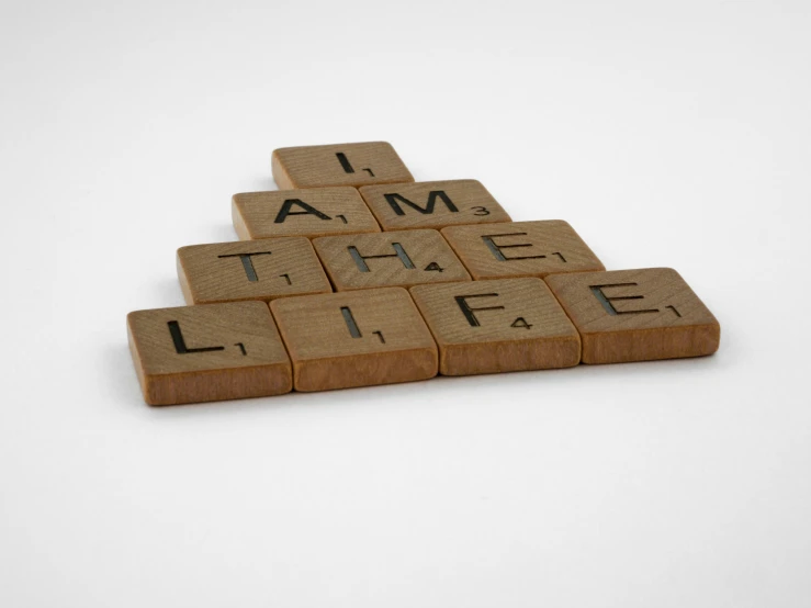 a close up of a letter made of pieces of wood