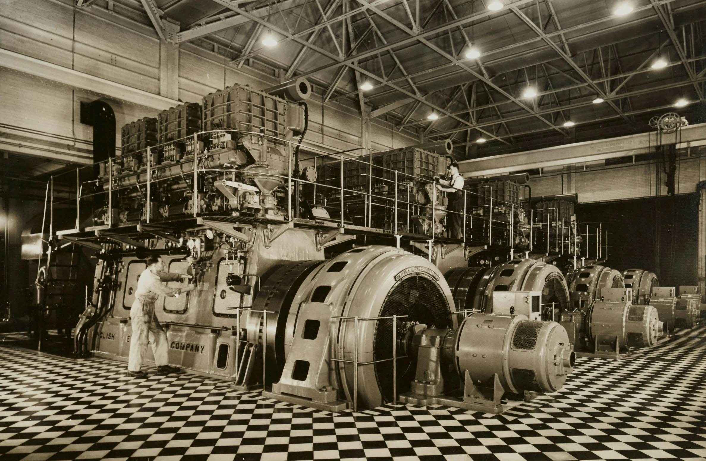 an open area with several pipes, including large machines