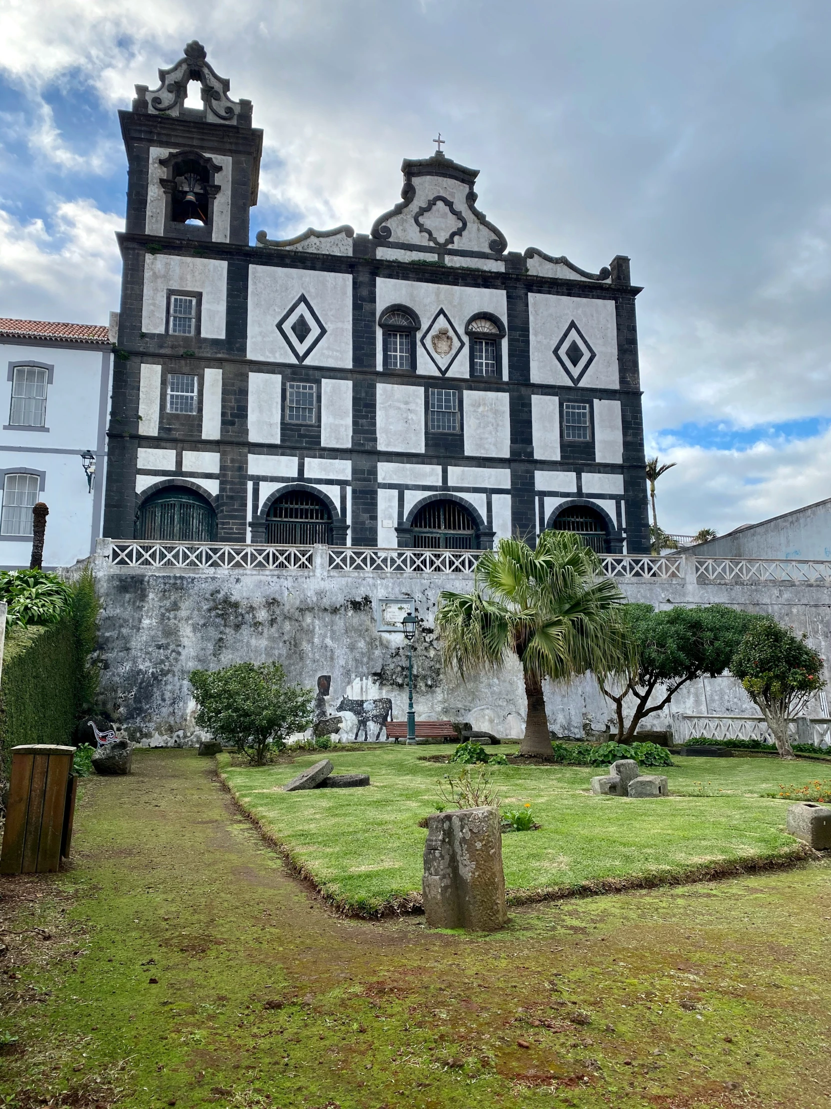 the clock tower is visible in this beautiful building