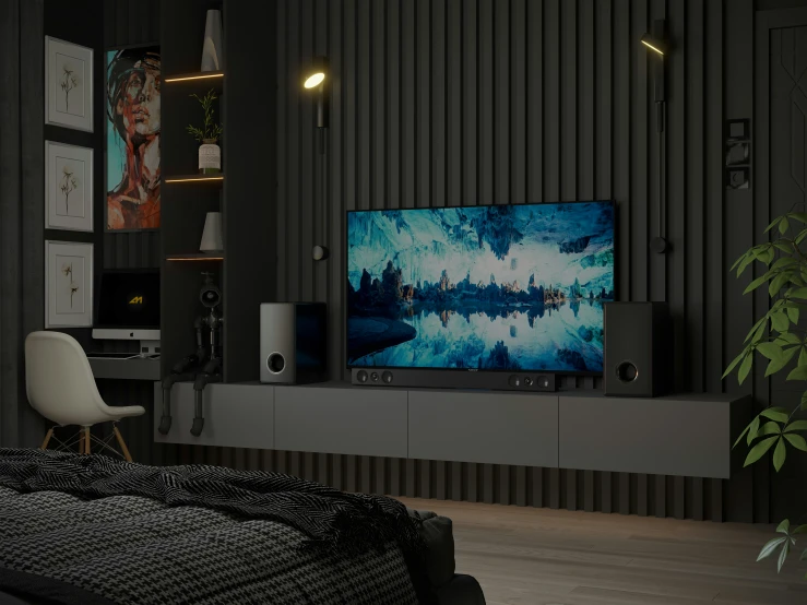 modern styled television displayed in large open room