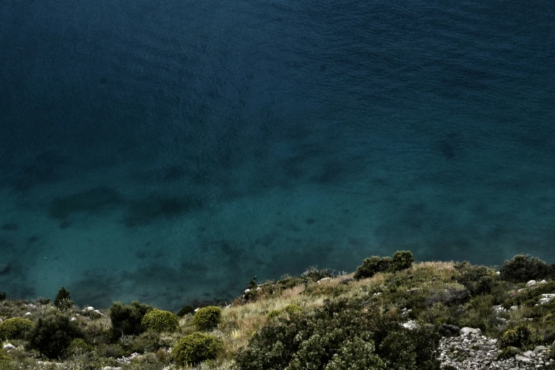 an aerial view of a body of water