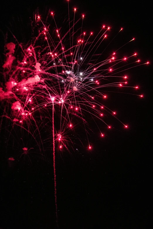 the fireworks are on display at night