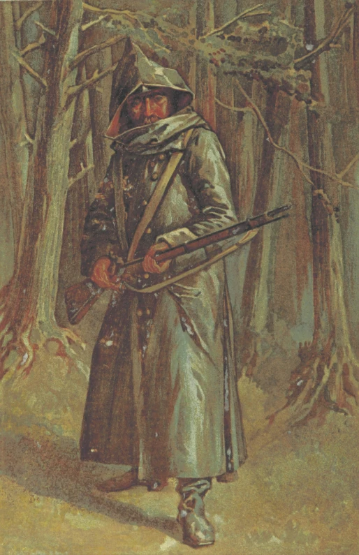 a painting of a person with an arrow