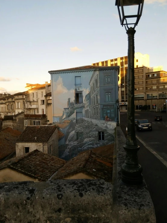 an old city with the colors of buildings