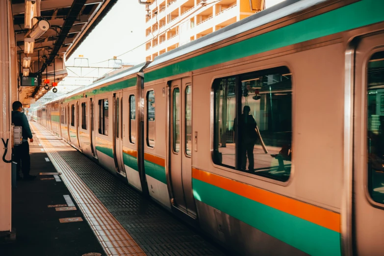 a subway train at an empty subway station