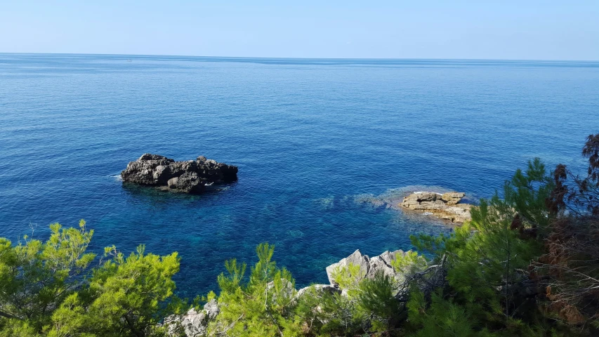 the water and sky are very blue