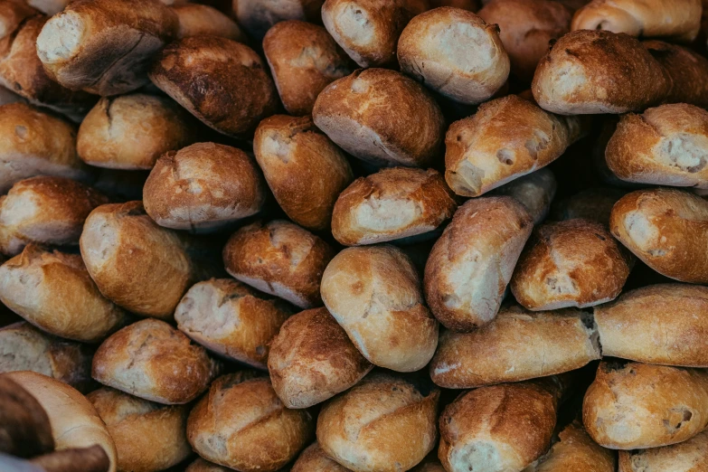 many small pieces of bread that are in a bowl