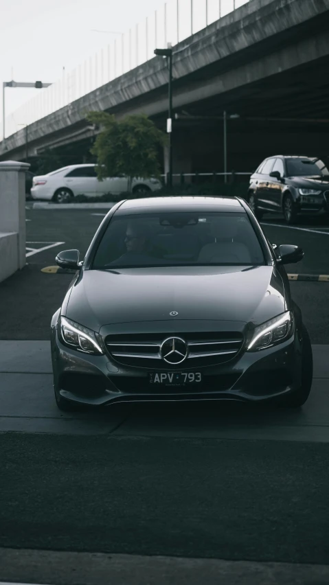 a car is parked on the side of the road