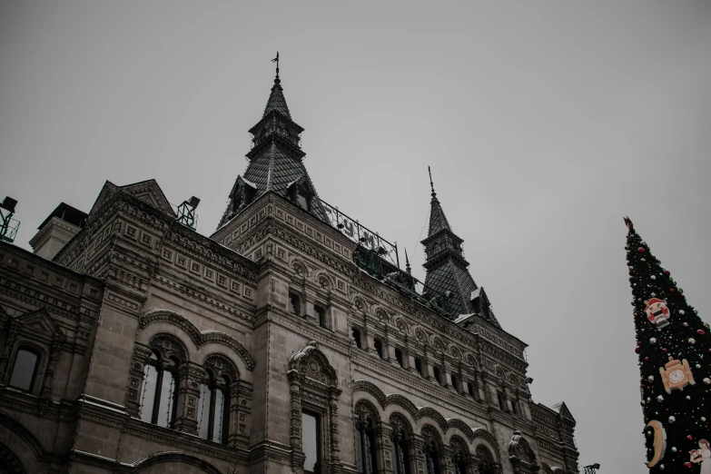 looking up at the top of a large building