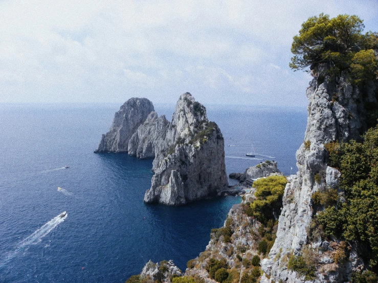 some very pretty rock formations in the middle of the ocean