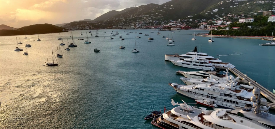 a marina with several boats in the water