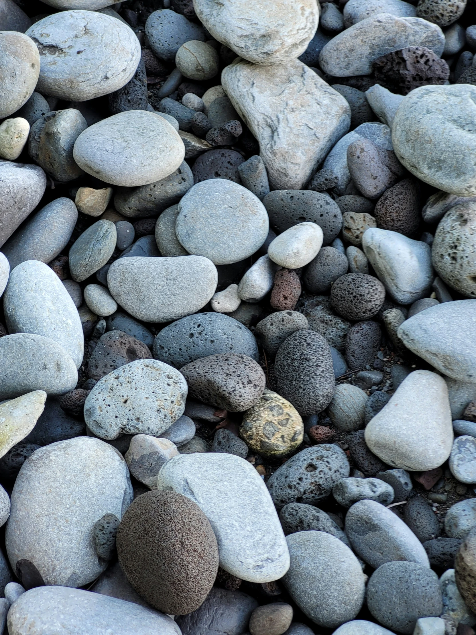 a close up of rocks and pebbles near water