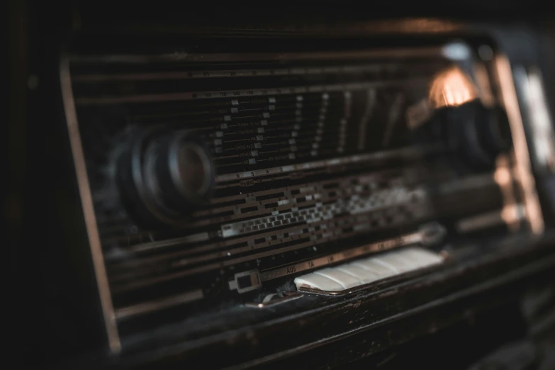 an old fashioned metal oven in the dark