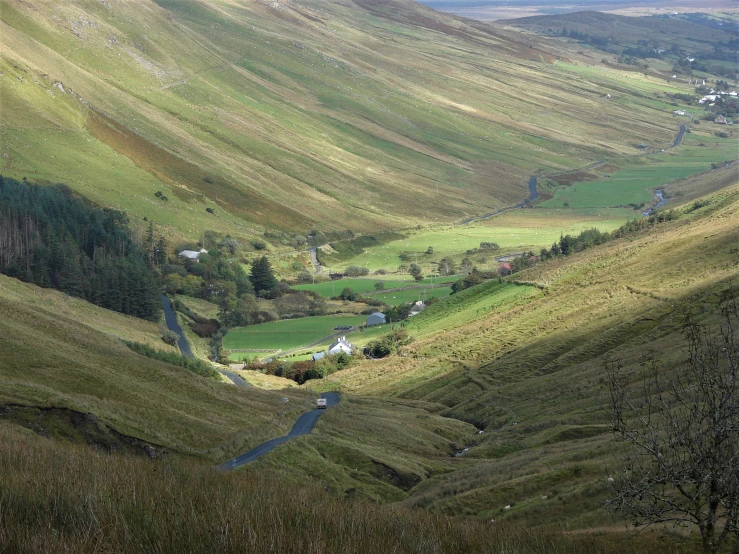 a hill side valley has several hills on it