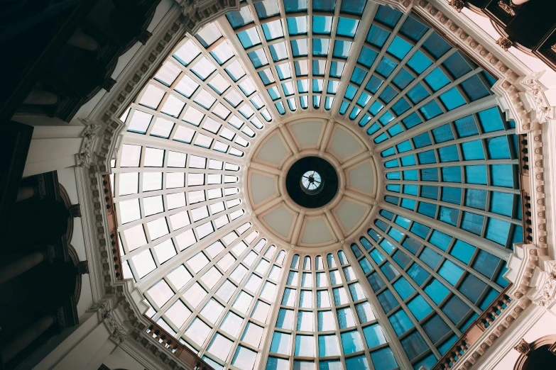 view from below at a dome building