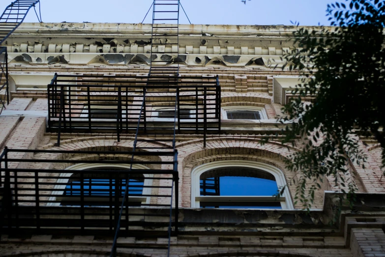 a building with stairs on the side of it