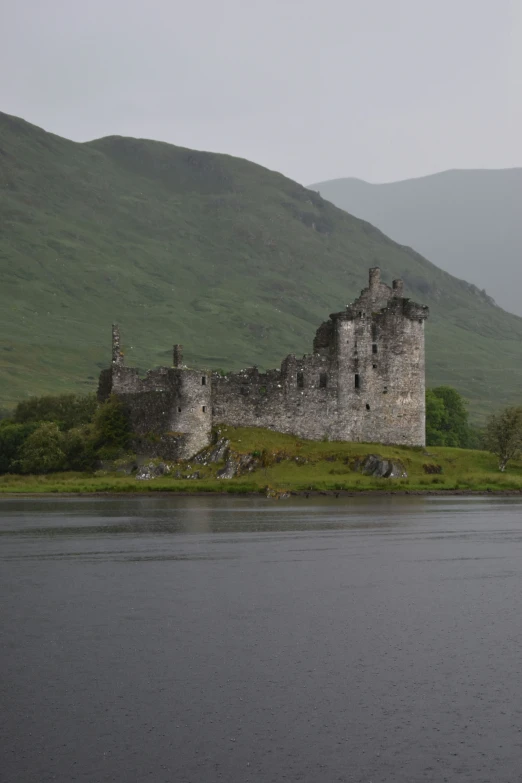 an old ruin near a body of water