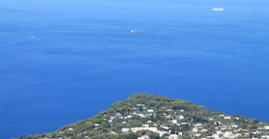 aerial view of small island with lots of houses