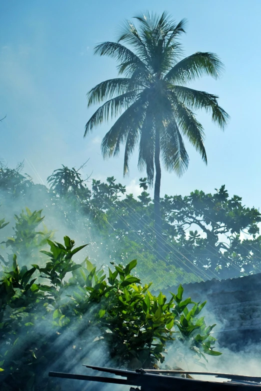 the smoke is pouring out from a firewood grill