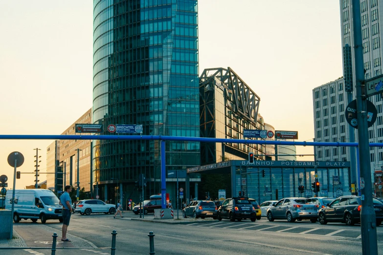 a very tall building with many windows on the sides