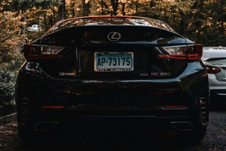 the back of a dark parked car