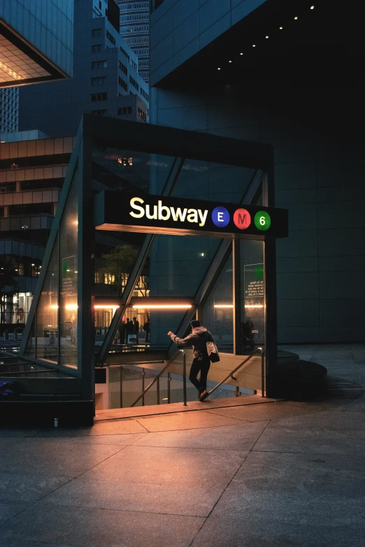 a subway station sitting in the middle of the city
