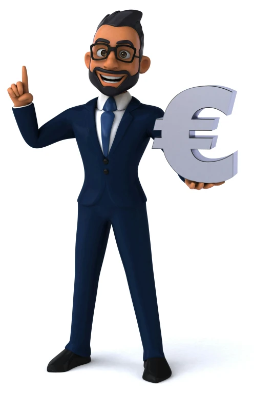 a cartoon business man with a symbol that says'euro '
