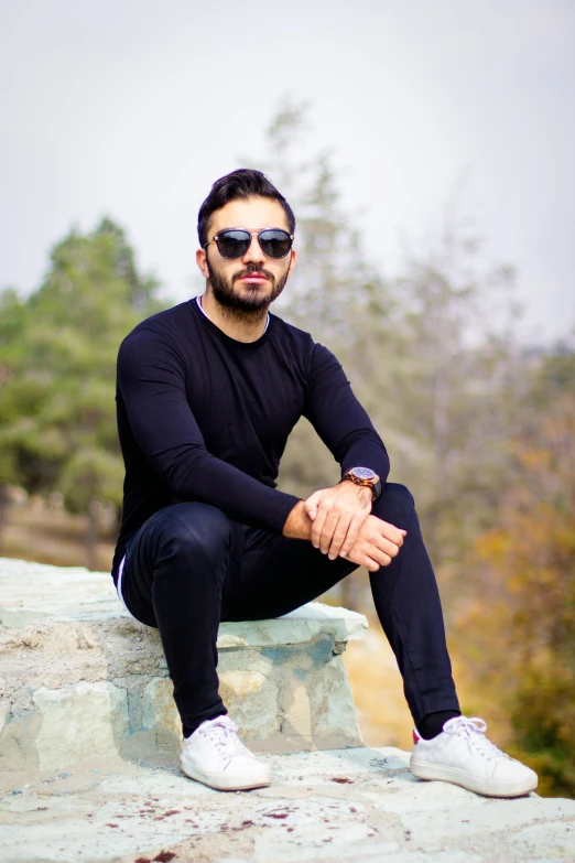 a man wearing shades and a black shirt