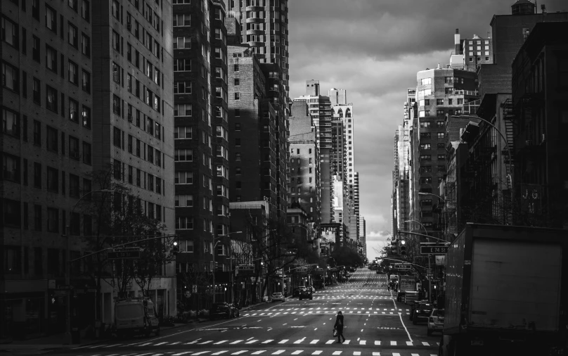 a black and white po of an empty street