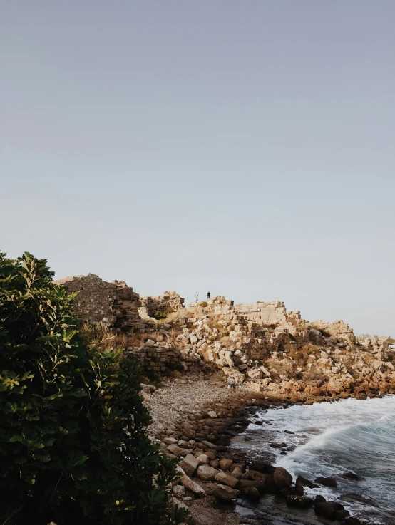 there is a bird sitting on top of a rock outcropping