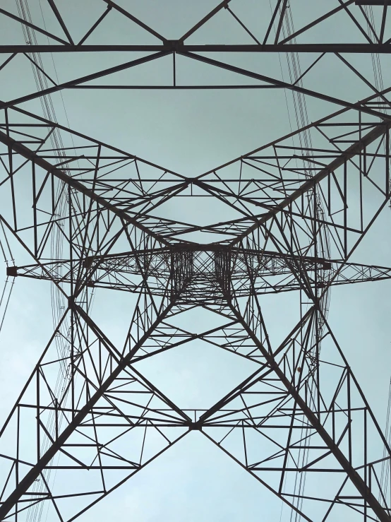 the view of a metal structure looking up