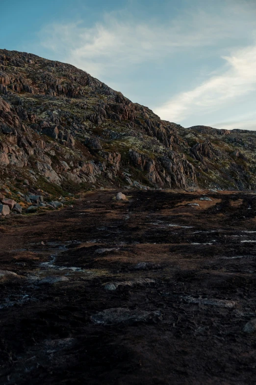 mountains and rocky terrain with a cloudy sky