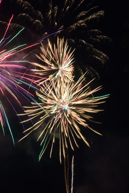 several fireworks being lit up in the dark