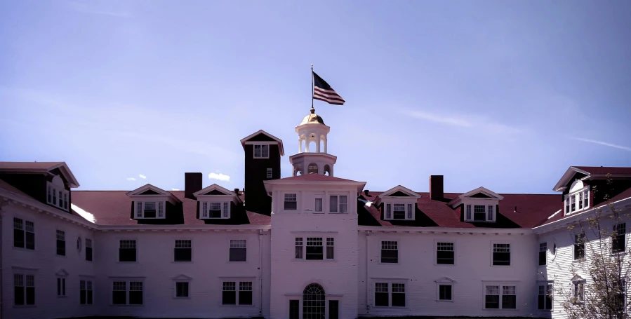 the building has large black windows on it