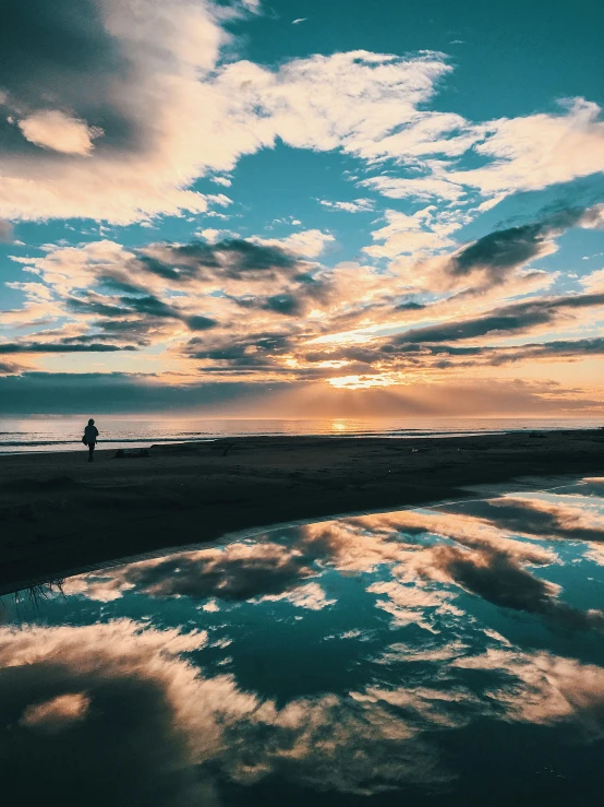 some water and sky with some clouds in the background