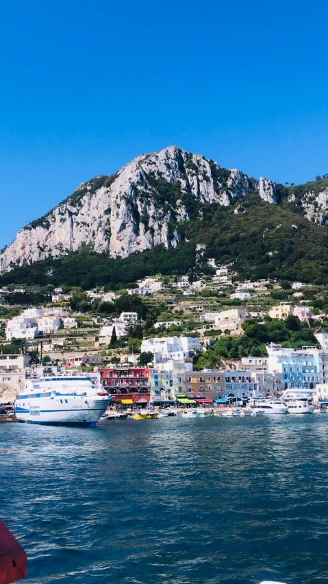 a group of boats parked on the water