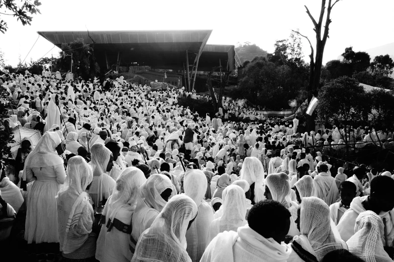 the audience at a religious gathering gathered together