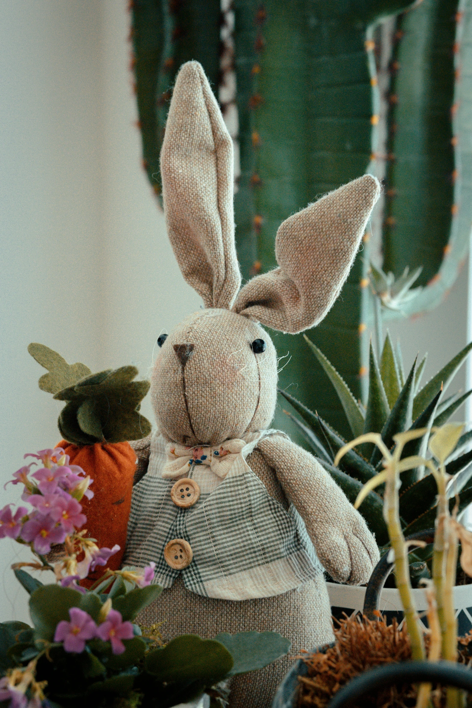 an easter bunny made out of wool and fabric