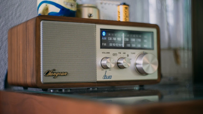 a close up view of a radio set