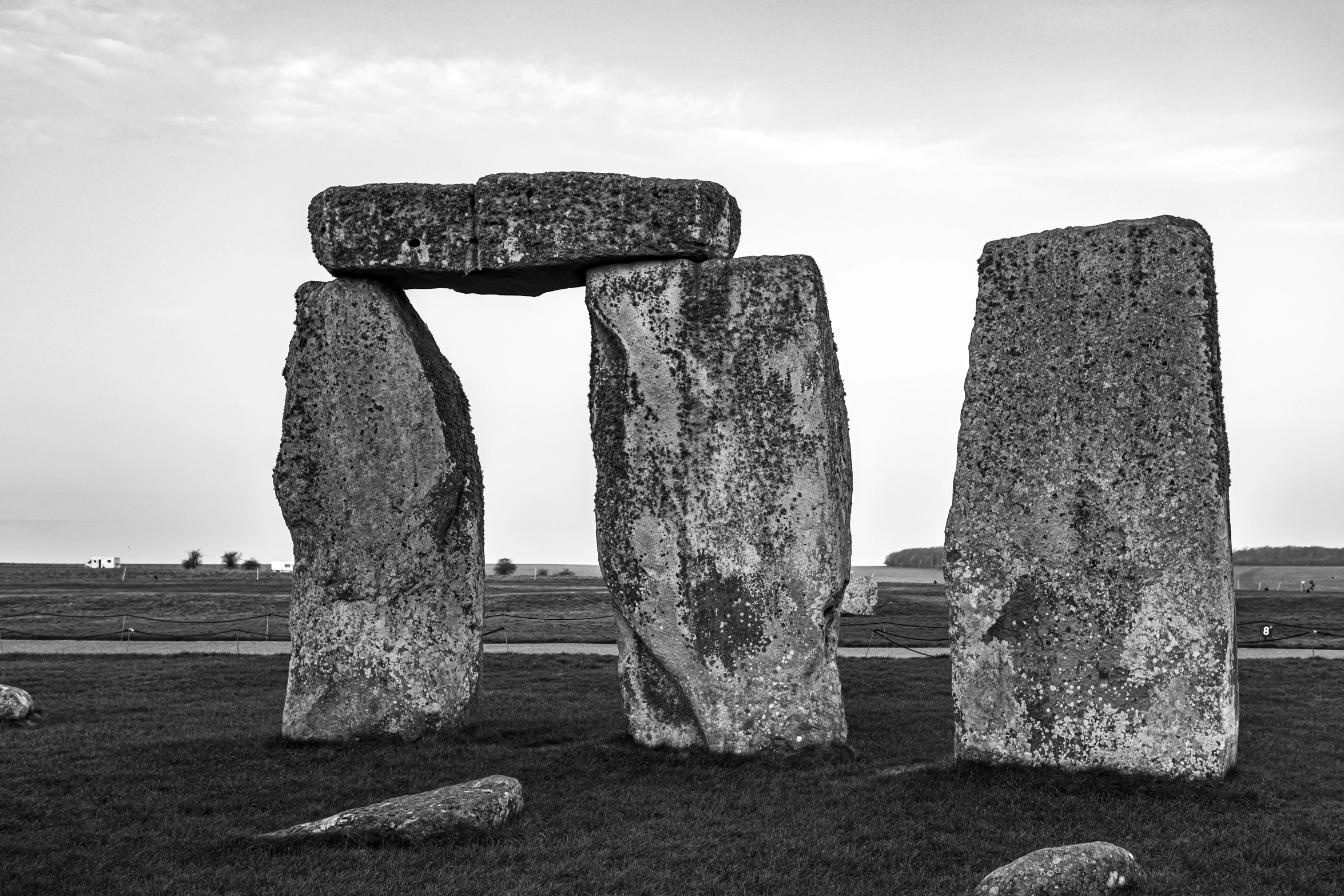 black and white pograph of stonehenge monument