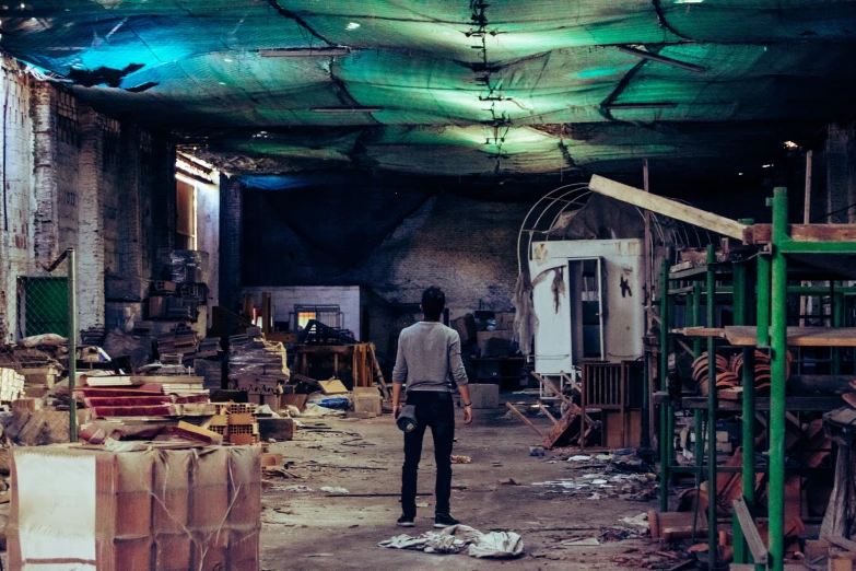 an interior of a large building that has people inside