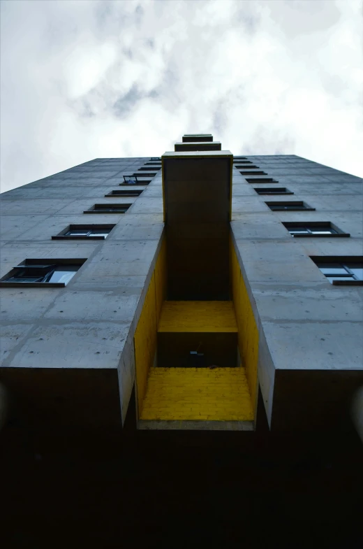 the bottom half of a building with an elevator