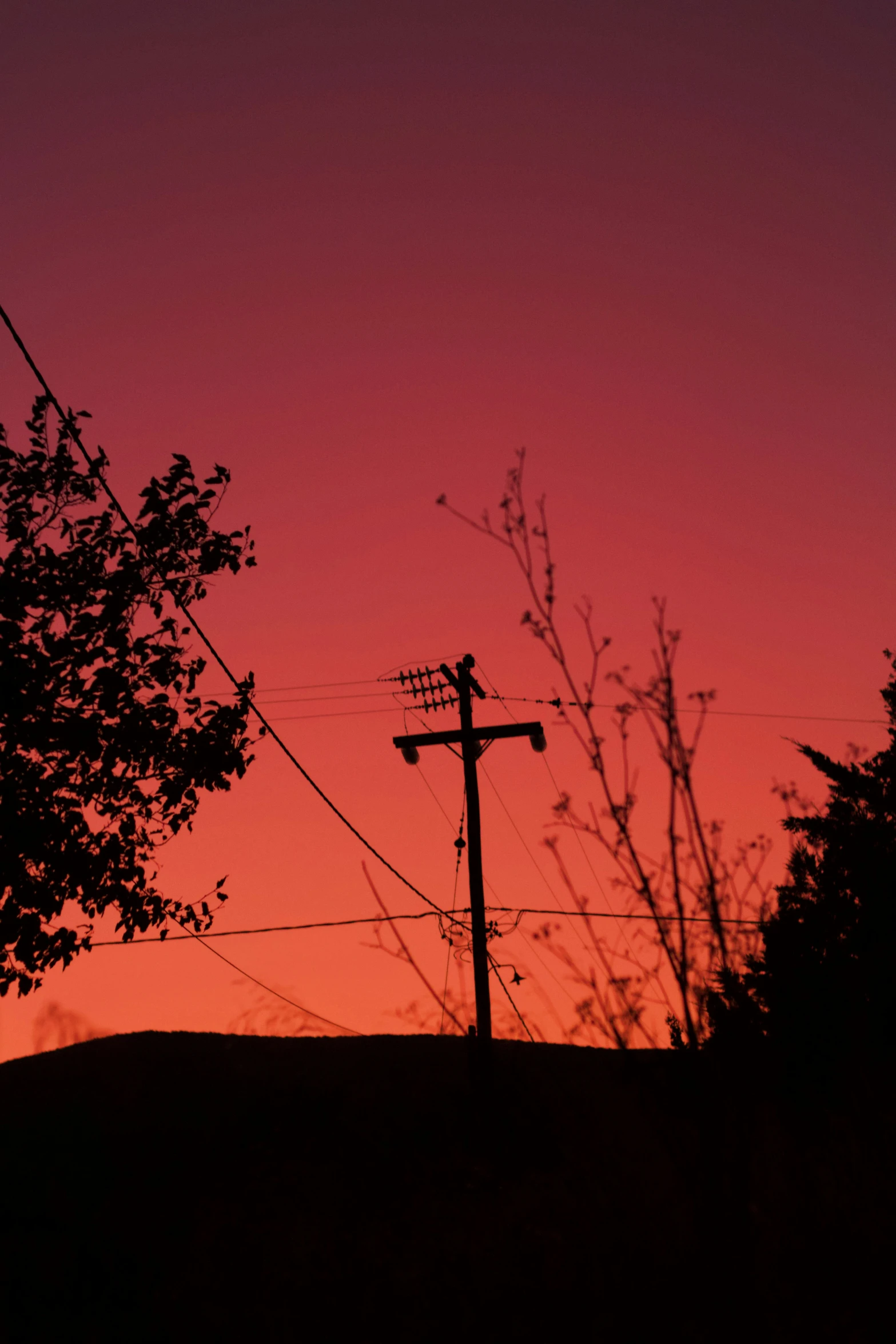 the silhouette of power lines in a city