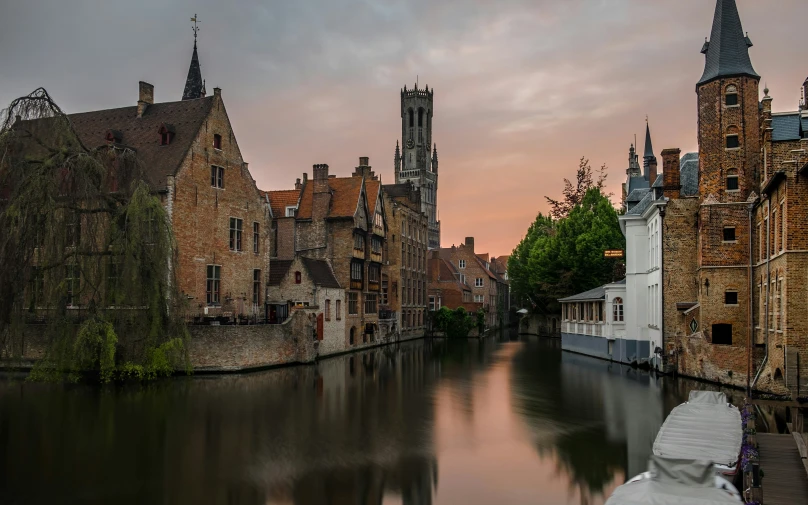 a river that has some buildings on it