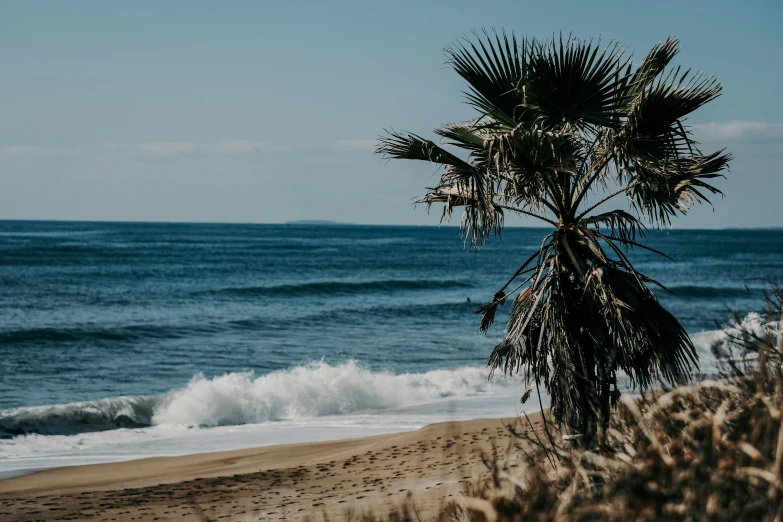 the beach has blue water and white waves