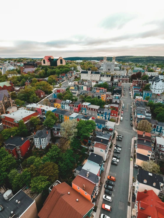 an aerial po of the city of a small town