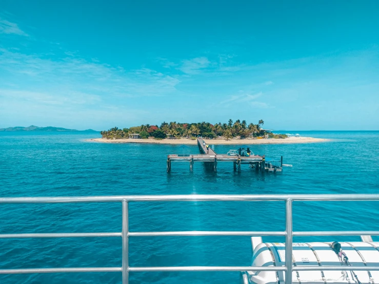 there is a view of the water from a boat