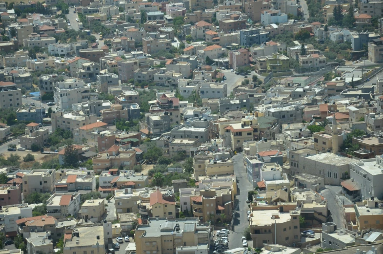 the roofs of houses are mostly different in color